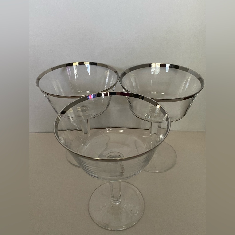 Set of 3 Lenox Solitaire with platinum trim champagne or sherbet glasses